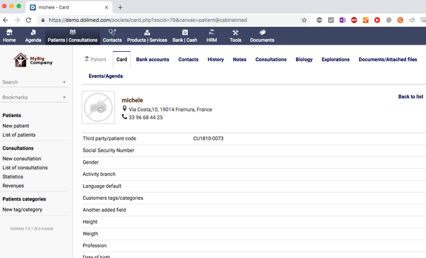 DoliMed EMR : Open source Electronic Medical Records built on ERP for Linux, Mac OSX and Windows