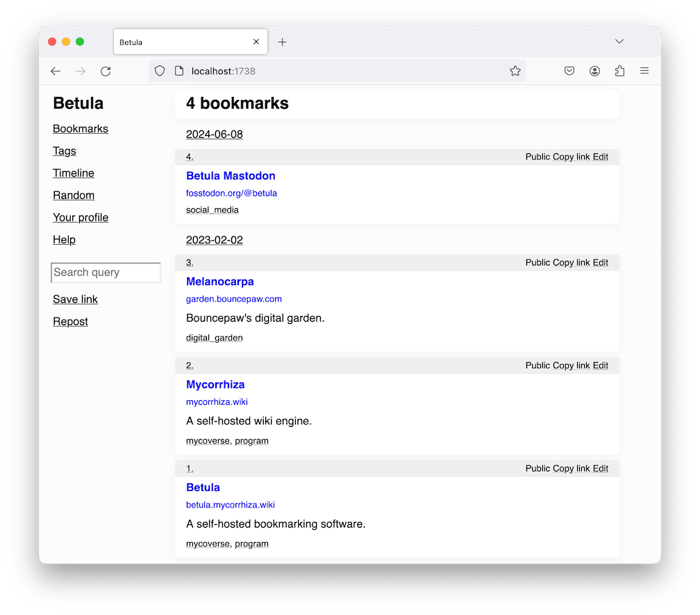 🌳 Betula- Free Open-source Federated Personal Link Collection Manager