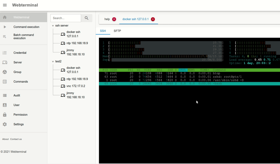 Webterminal: Open-source Web-based SSH Terminal with Multi-user Support