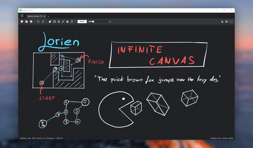 Lorien is an open-source infinite canvas drawing/note-taking app