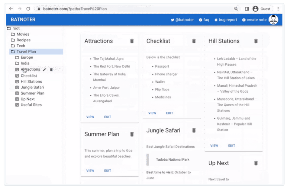 BatNoter is an outstanding Self-hosted Note Taking app the uses Git to Store your Notes