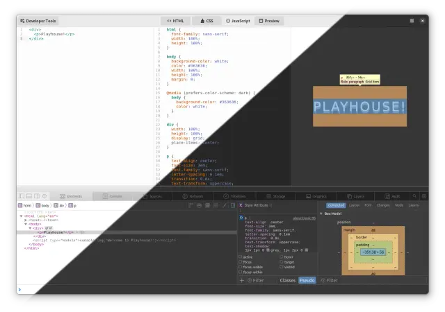 Playhouse - a Free Developer's Playground for HTML/CSS/JavaScript (Linux)