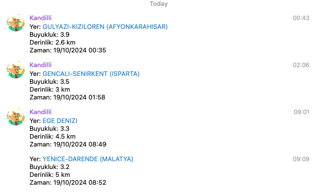 Shake Up Your Notifications: TURKEY's Quake-Tracking Telegram Bot, Despite Telegram is Not Popular There