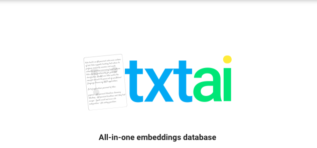 txtai - Open-source embedded database for Semantic search, LLM orchestration