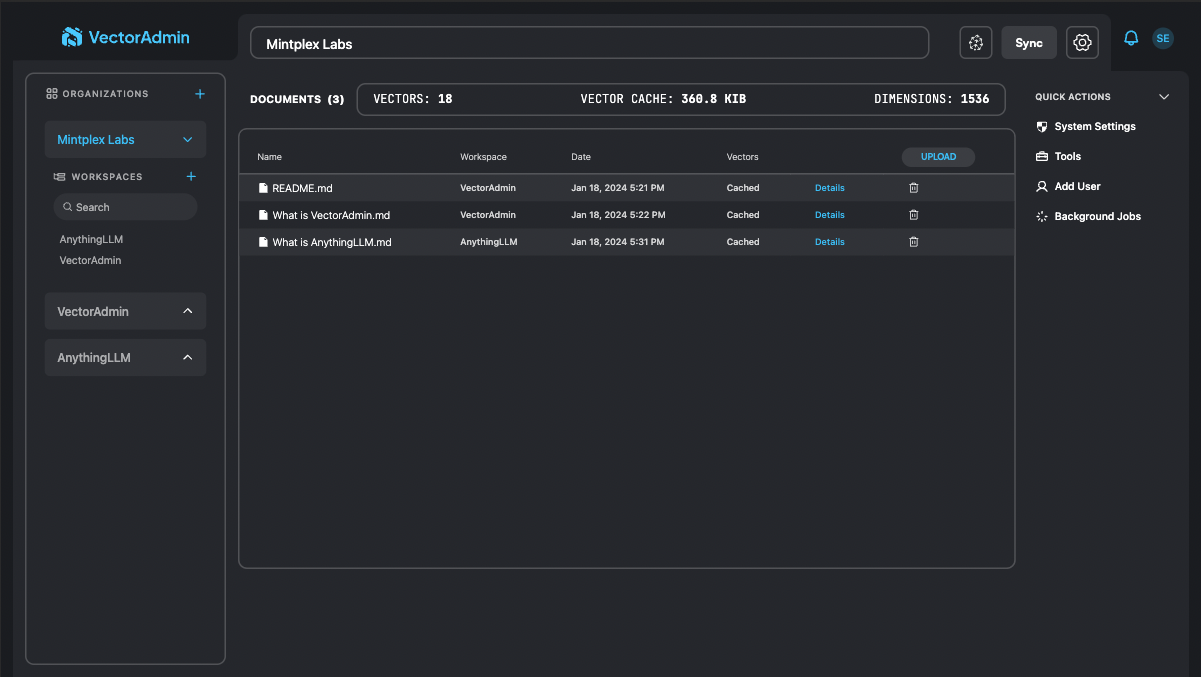 VectorAdmin - a Free Vector Database Manager for AI Developers